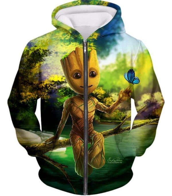 Hero Young Sapling Groot Hoodie - Zip Up Hoodie