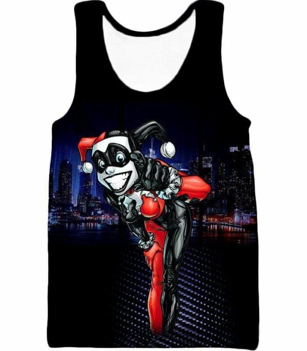 Cool Gotham Villain Harley Quinn Animated Graphic Zip Up Hoodie - Tank Top