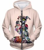 Crazy Harley Quinn Villain Made By Joker Promo White Hoodie - Zip Up Hoodie