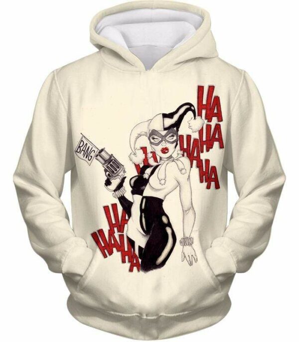 Crazy Jokers Forever Love Harley Quinn Cool White Zip Up Hoodie - Hoodie