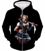 Gotham Citys Havoc Creator Hot Harley Quinn HD Black Promo Hoodie - Zip Up Hoodie