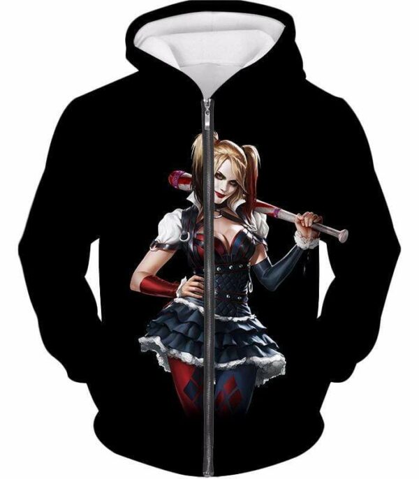 Gotham Citys Havoc Creator Hot Harley Quinn HD Black Promo Hoodie - Zip Up Hoodie