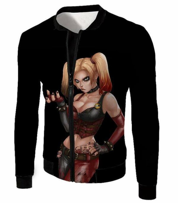 Harley Quinn HD Graphic Black Hoodie - Jacket