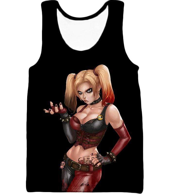 Harley Quinn HD Graphic Black Zip Up Hoodie - Tank Top