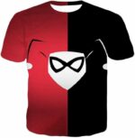 Harley Quinn Logo Promo Red And Black Zip Up Hoodie - T-Shirt