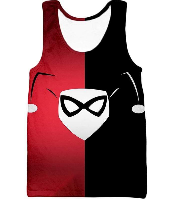 Harley Quinn Logo Promo Red And Black Zip Up Hoodie - Tank Top