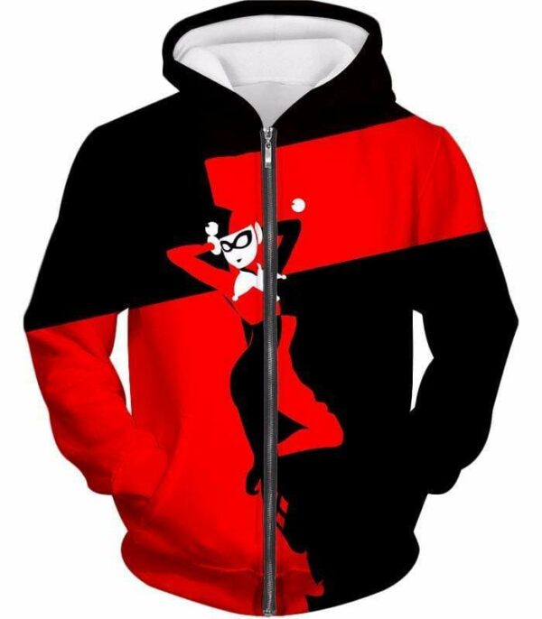 Harley Quinn Promo Red And Black Hoodie - Zip Up Hoodie