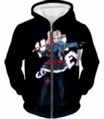 Hottest DC Villain Harley Quinn Promo HD Black Hoodie - Zip Up Hoodie