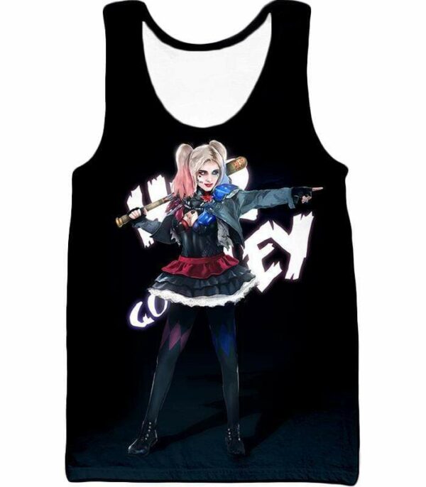 Hottest DC Villain Harley Quinn Promo HD Black Zip Up Hoodie - Tank Top