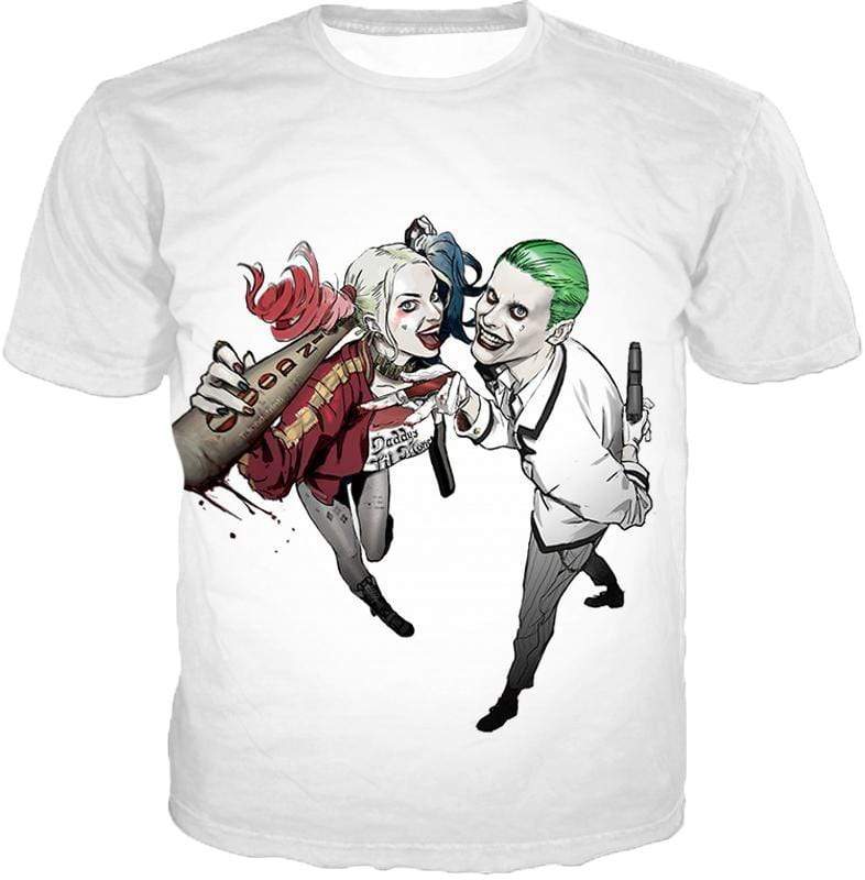 King And Queen Of Gotham City Cool Harley Quinn X Joker White Hoodie - T-Shirt