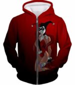 Sexy DC Comic Villain Harley Quinn Cool Red Zip Up Hoodie - Zip Up Hoodie