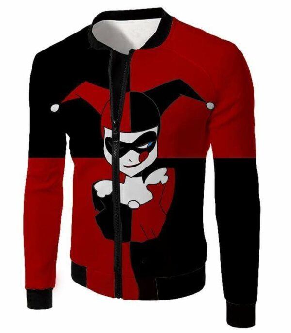 The Animated Villain Harley Quinn Promo Red And Black Hoodie - Jacket