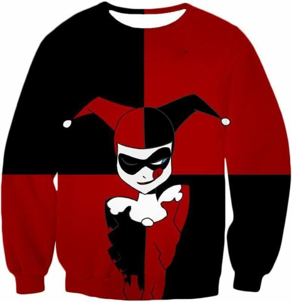 The Animated Villain Harley Quinn Promo Red And Black Hoodie - Sweatshirt