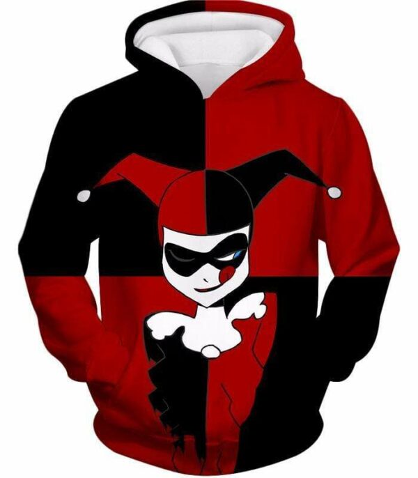 The Animated Villain Harley Quinn Promo Red And Black Zip Up Hoodie - Hoodie