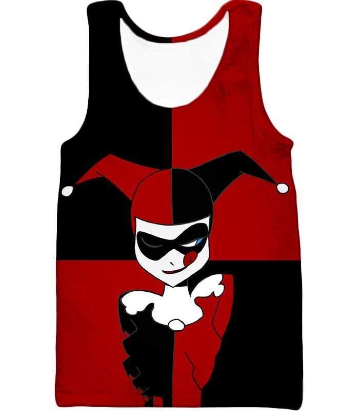 The Animated Villain Harley Quinn Promo Red And Black Zip Up Hoodie - Tank Top