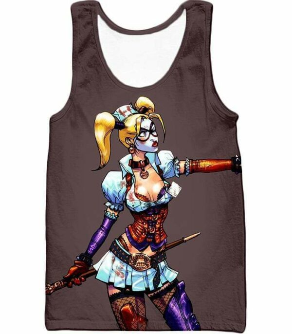 The Super-Hot Clown Villain Harley Quinn Cool Grey Zip Up Hoodie - Tank Top