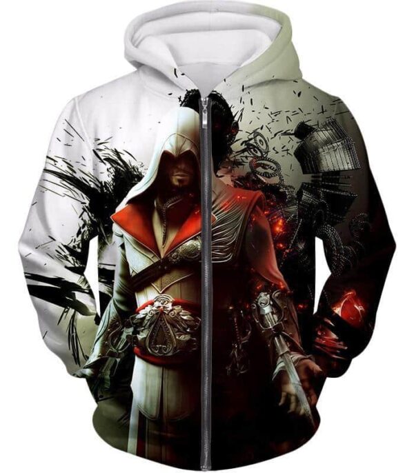 Assassin Ezio Firenze Super Cool Graphic Promo Hoodie - Zip Up Hoodie