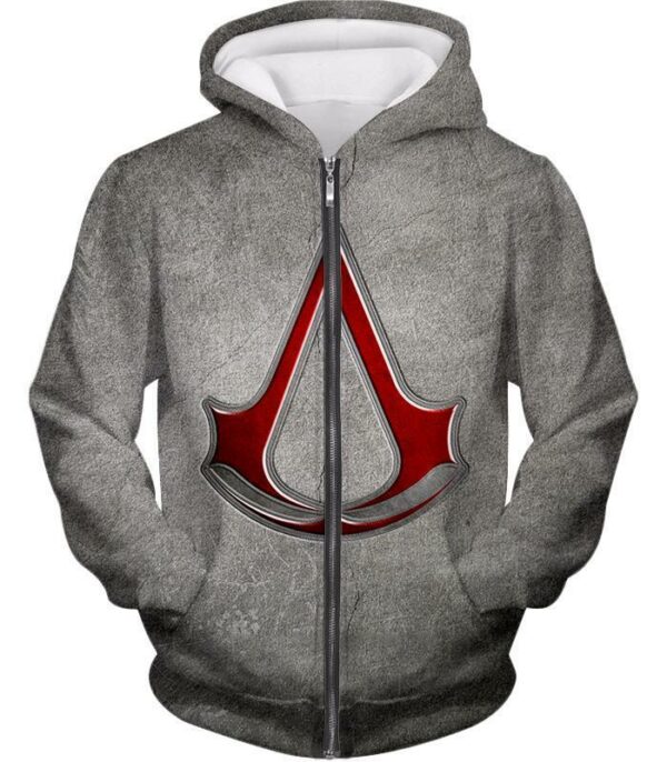 Cool Assassin's Creed Symbol Promo Grey Hoodie - Zip Up Hoodie