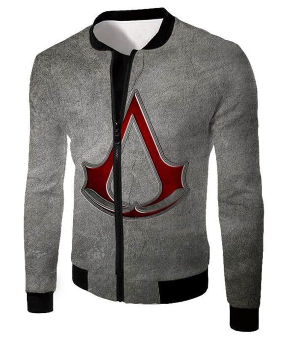 Cool Assassin's Creed Symbol Promo Grey Zip Up Hoodie - Jacket