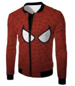 Cool Spider Net Patterned Spidey Eyes Red  Zip Up Hoodie - Jacket