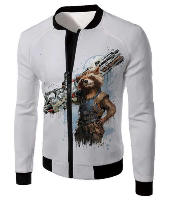 Destoyer  Raccoon Rocket White Hoodie - Jacket