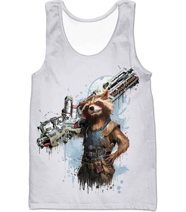 Destoyer  Raccoon Rocket White Hoodie - Tank Top