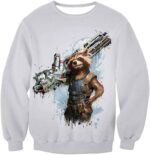 Destoyer  Raccoon Rocket White Zip Up Hoodie - Sweatshirt