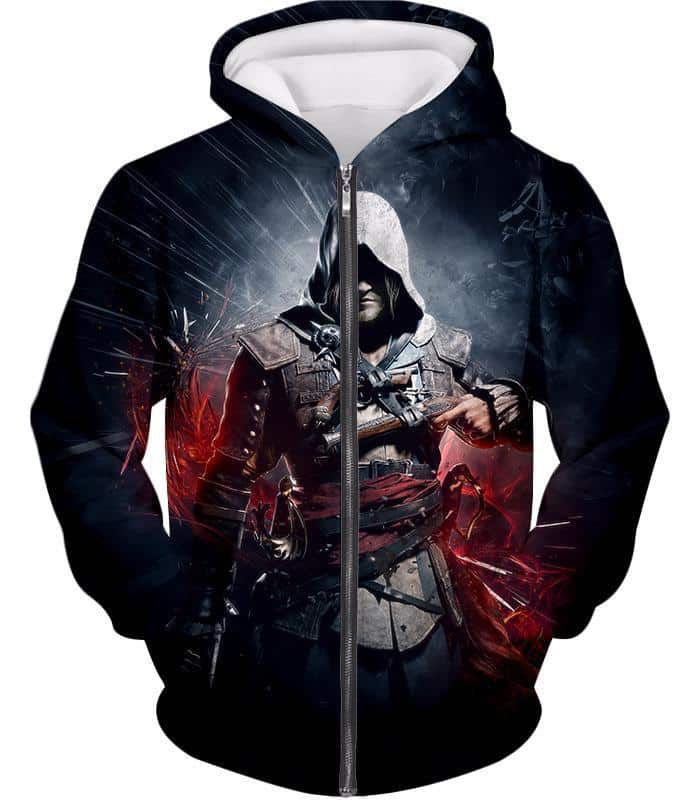 Edward James Kenway Incredible Black Flag Assassin Promo Zip Up Hoodie - Zip Up Hoodie