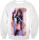 Extremely Hot DC Heroine Huntress Cool Action White Hoodie - Sweatshirt