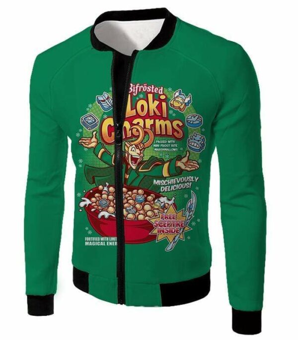 Funny Lokis Cornflakes Advertisement Green Hoodie - Jacket