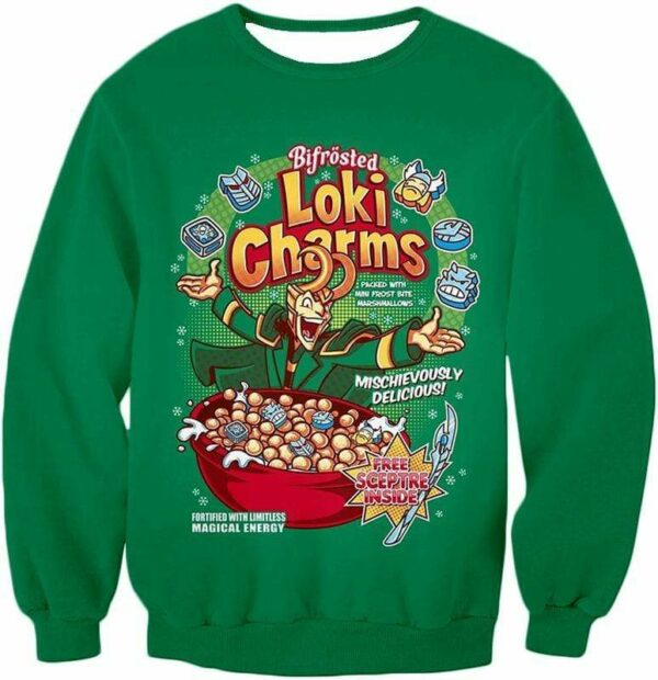 Funny Lokis Cornflakes Advertisement Green Hoodie - Sweatshirt