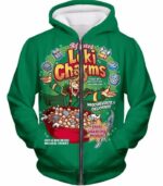 Funny Lokis Cornflakes Advertisement Green Hoodie - Zip Up Hoodie