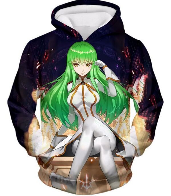 Green Haired Immortal Witch C.C. Anime Poster Zip Up Hoodie - Hoodie