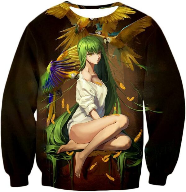 Green Haired Sexy Girl C.C Cool Anime Poster Hoodie - Sweatshirt