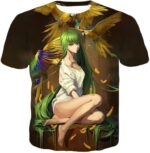 Green Haired Sexy Girl C.C Cool Anime Poster Hoodie - T-Shirt