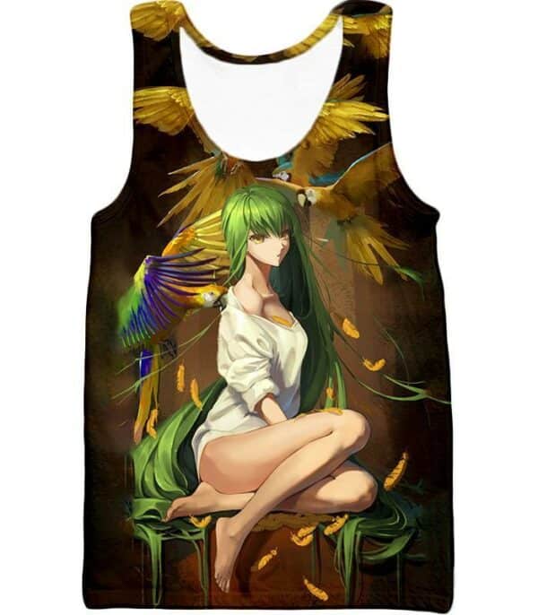 Green Haired Sexy Girl C.C Cool Anime Poster Hoodie - Tank Top