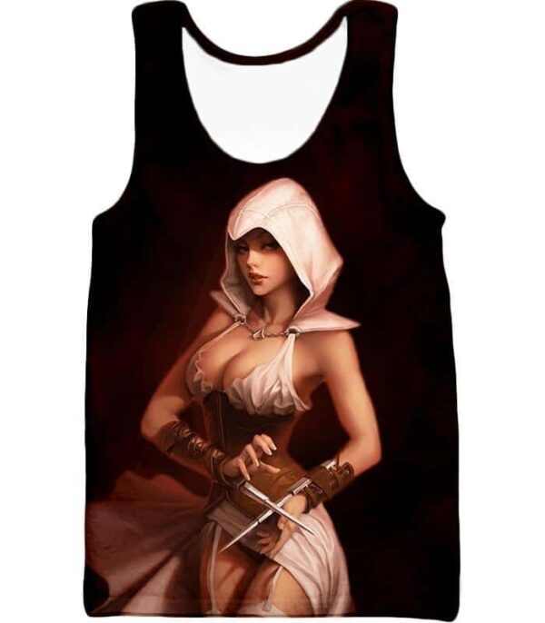 Hot Female Assassin Cool Promo Red Hoodie - Tank Top