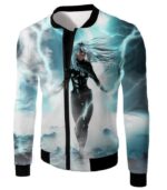 Hot White Haired Animated Storm White Hoodie - Jacket