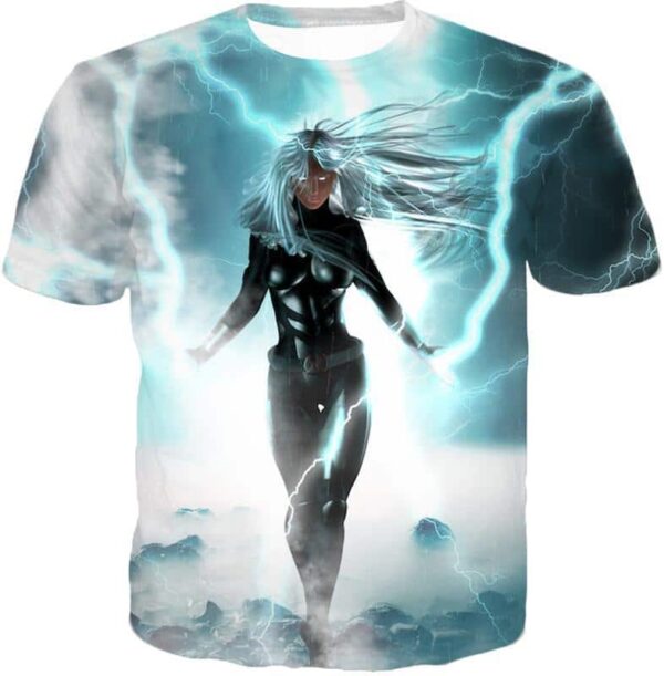 Hot White Haired Animated Storm White Hoodie - T-Shirt