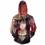 Itachi 3D Graphic Hoodie - Mangekyo Sharingan Zip Up Hoodie