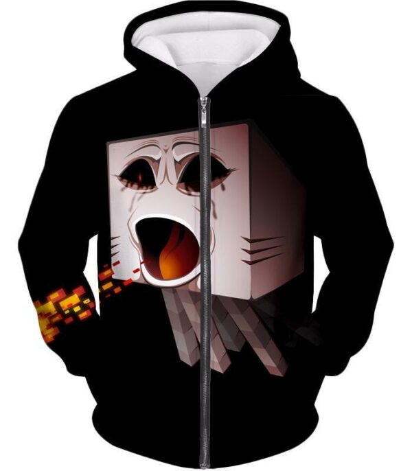 Minecraft Hoodie Flying Fire Monster Ghast Hoodie - Zip Up Hoodie