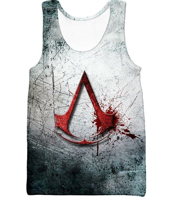 Super Cool Assassin's Creed Logo Promo Scratched Graphic Hoodie - Tank Top