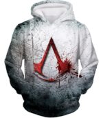 Super Cool Assassin's Creed Logo Promo Scratched Graphic Zip Up Hoodie - Hoodie