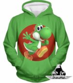 Super Cool Marios Dino Friend Yoshi Promo Green Zip Up Hoodie - Hoodie