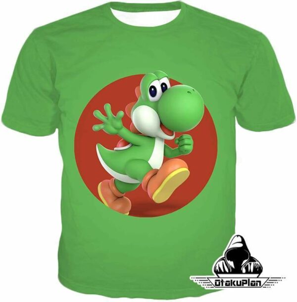 Super Cool Marios Dino Friend Yoshi Promo Green Zip Up Hoodie - T-Shirt