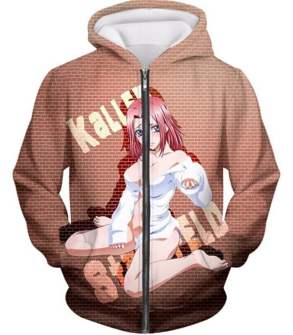 Super Cute Almost Naked Kallen Stadtfeld Brick Patterned Hoodie - Zip Up Hoodie