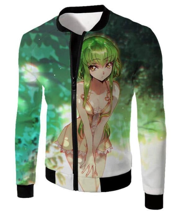 Super Sexy Green Haired Anime Girl C.C Cool Promo Hoodie - Jacket