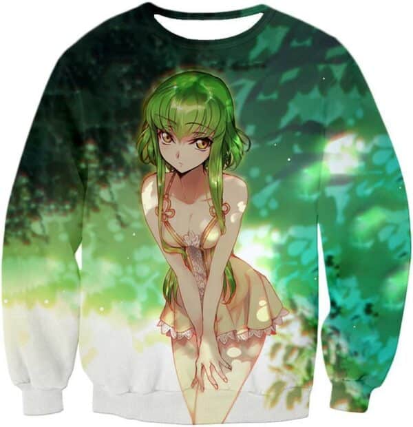 Super Sexy Green Haired Anime Girl C.C Cool Promo Zip Up Hoodie - Sweatshirt