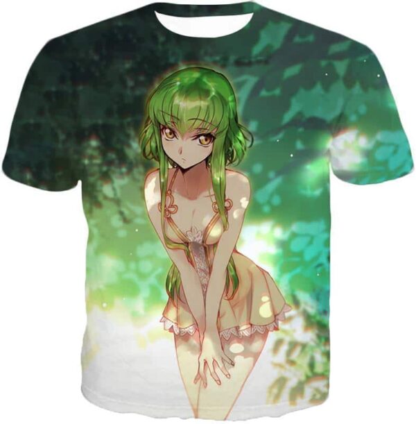 Super Sexy Green Haired Anime Girl C.C Cool Promo Zip Up Hoodie - T-Shirt