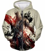 Ultimate Hero Ratonhnhake:ton Assassin Creed III Cool White Hoodie - Zip Up Hoodie